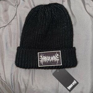 Darker Wavs Dolls Kill Black Chunky Knit Beanie Hat NWT